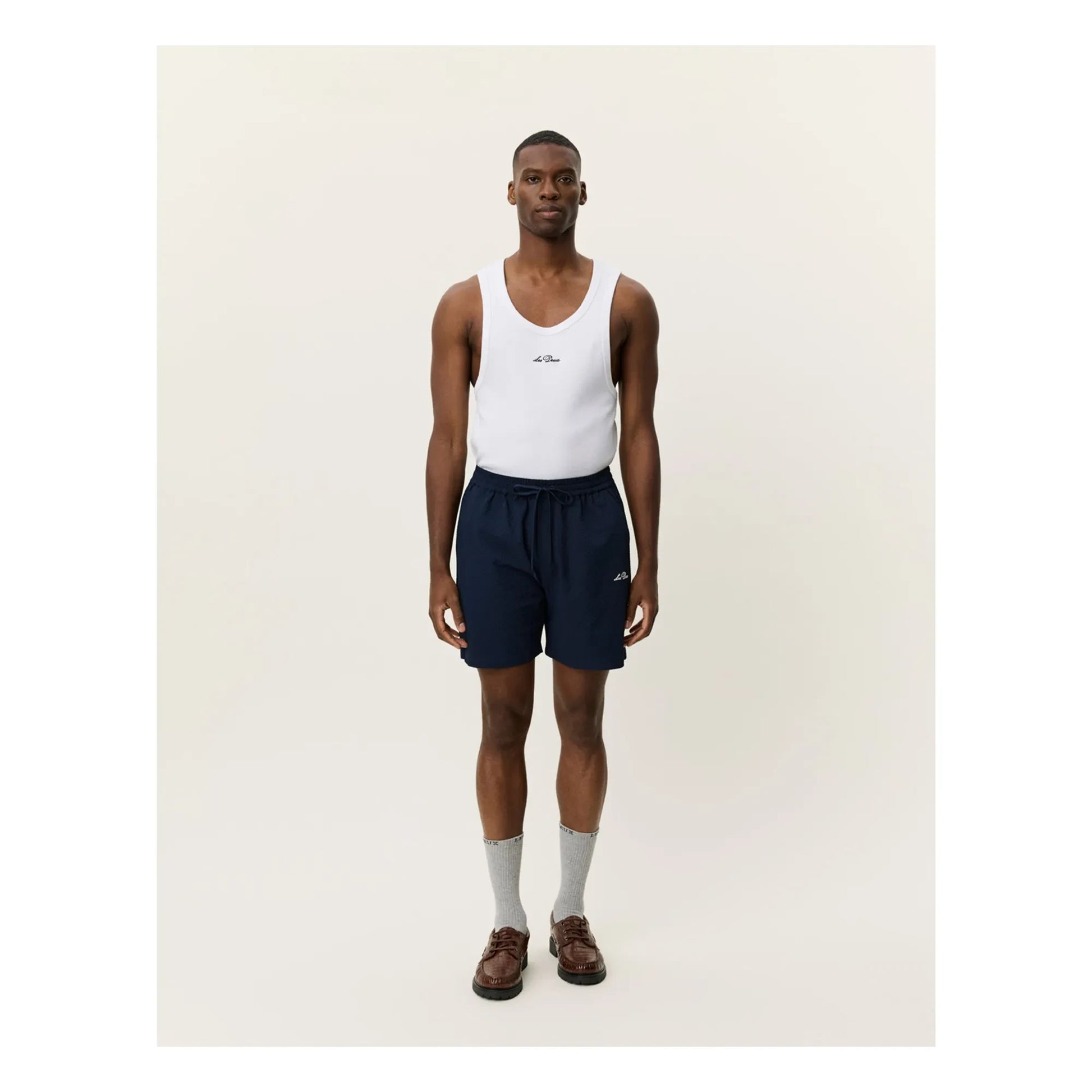 Les Deux - Stan Seersucker Swim Shorts | Dark Blue