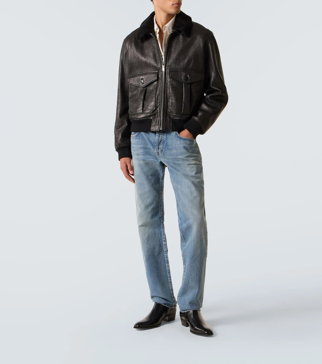 Saint Laurent - بنطلون جينز بقصة ضيقة وخصر منخفض