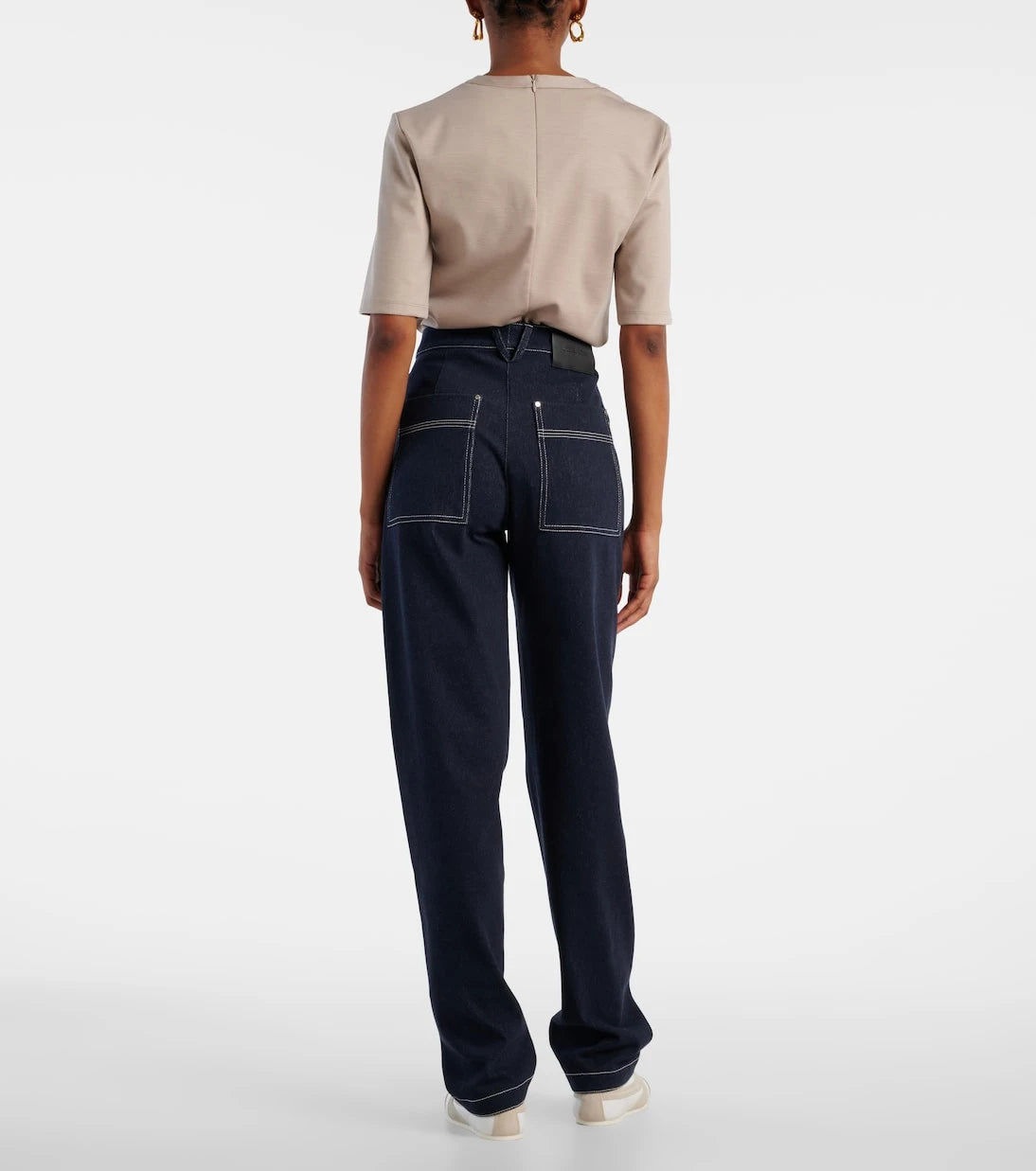 Max Mara - بنطلون جينز زيبللو بقصة مستقيمة وخصر مرتفع