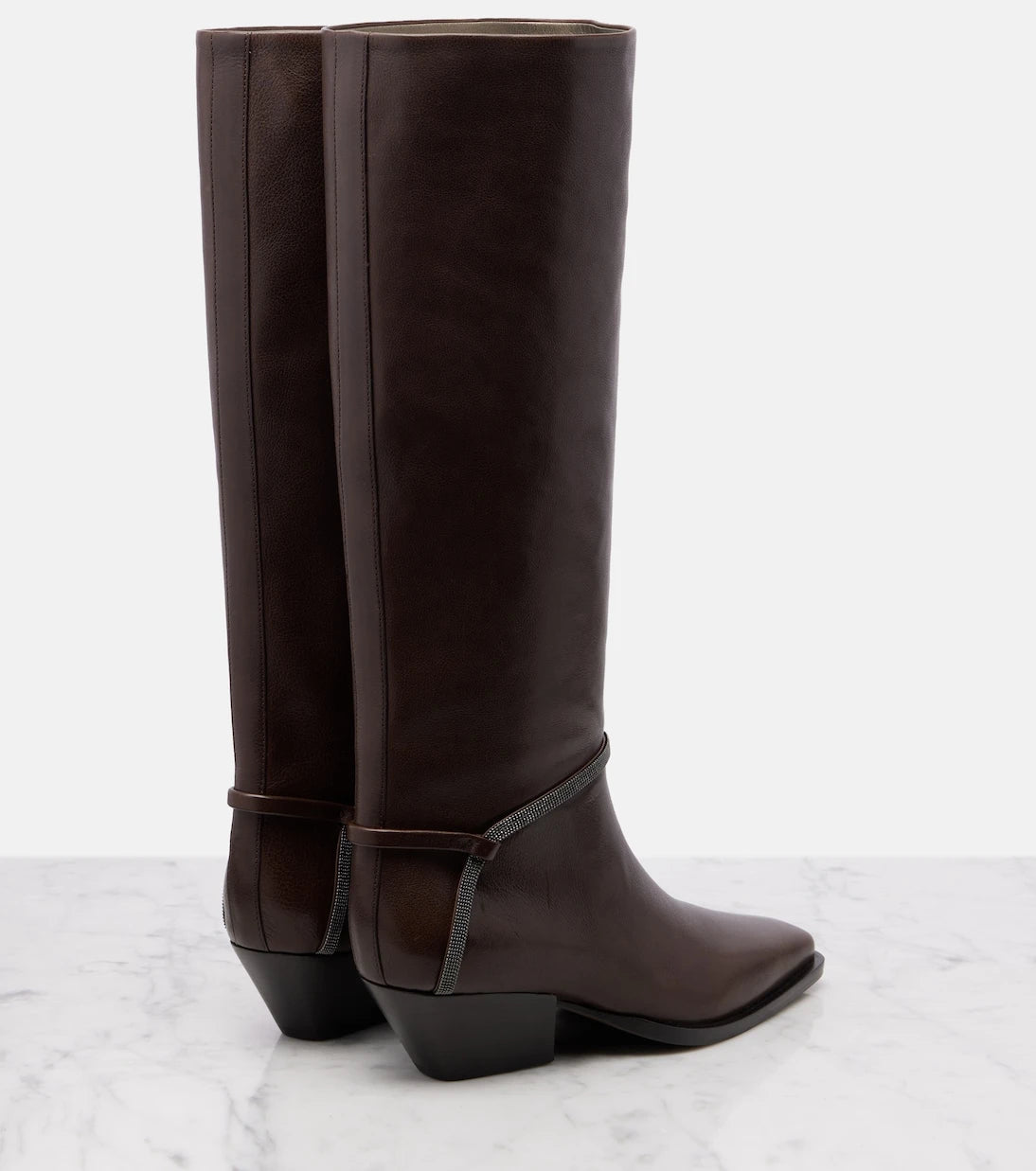 Brunello Cucinelli - Monili leather knee-high boots