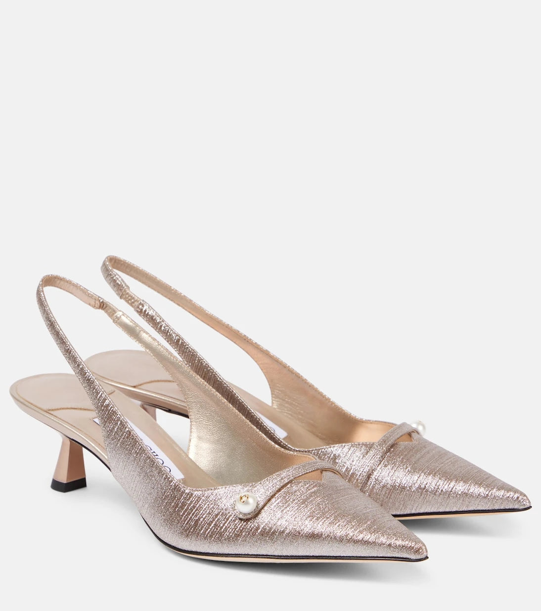 Jimmy Choo - حذاء أميتا 45 بكعب عالٍ من اللامع ذي الحزام الخلفي