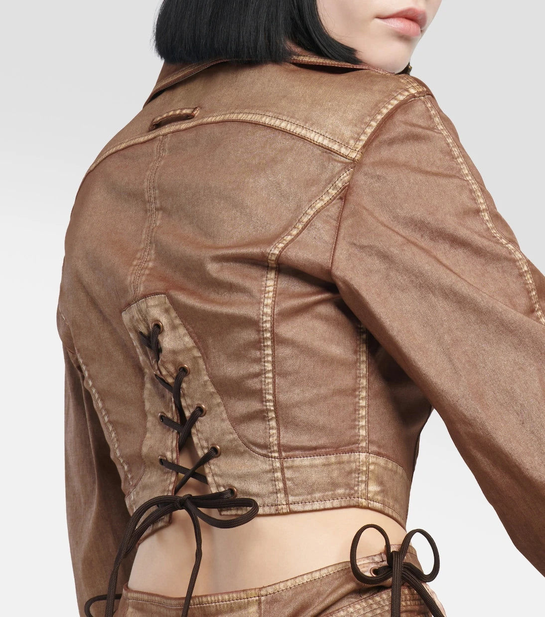 Jean Paul Gaultier - x KNWLS cropped denim corset jacket