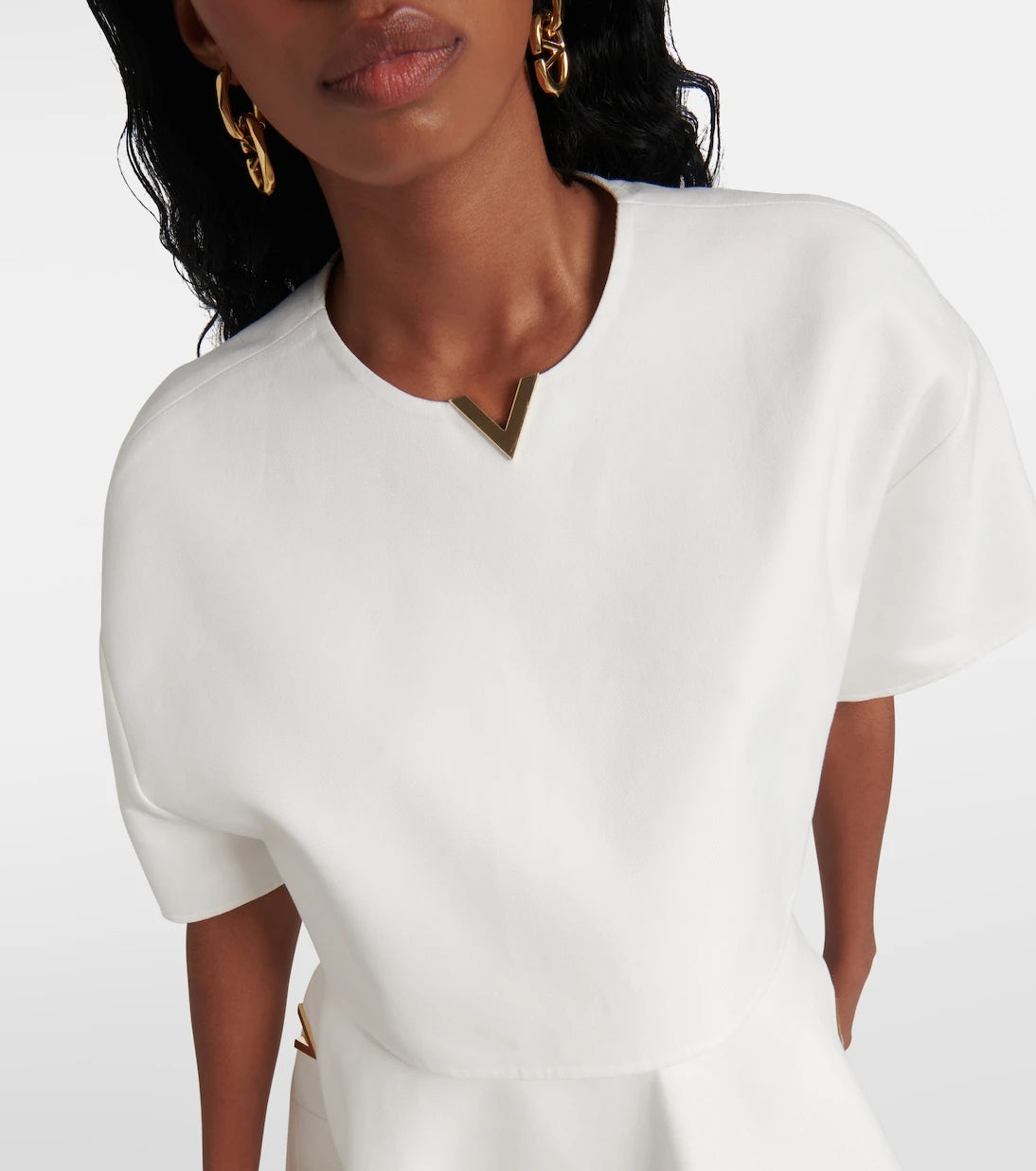 Valentino - VGold cotton gabardine crop top
