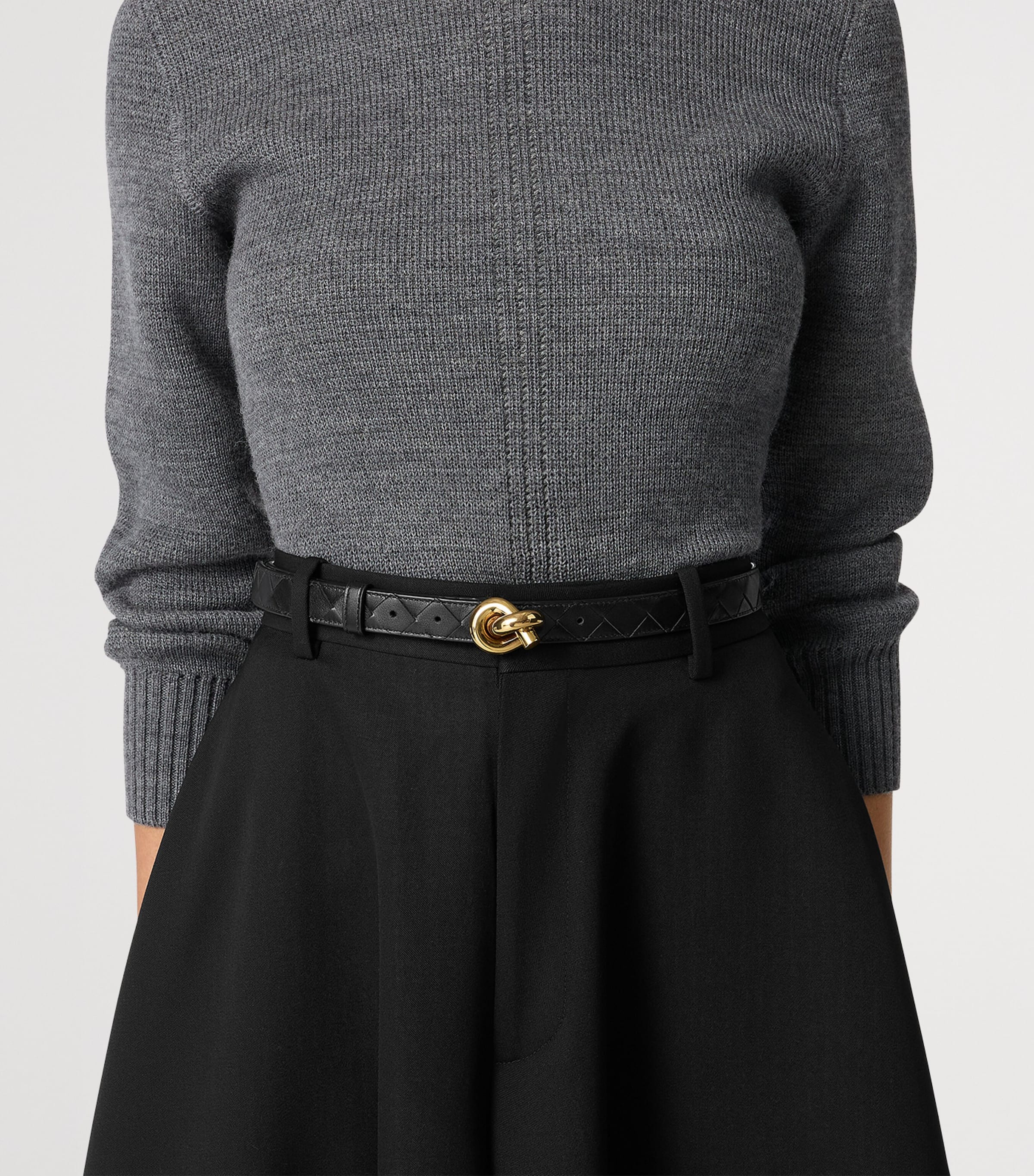 Bottega Veneta Black Leather Knot Belt