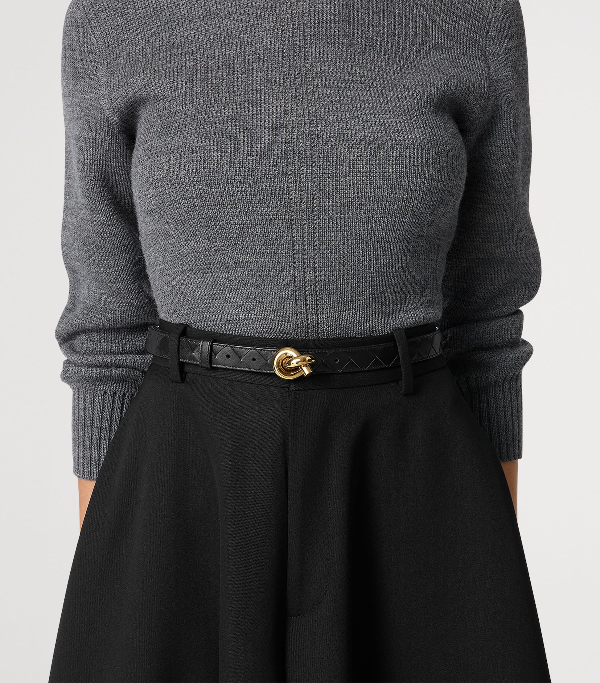 Bottega Veneta Black Leather Knot Belt