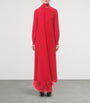Valentino Red Silk Feather-Trim Maxi Dress