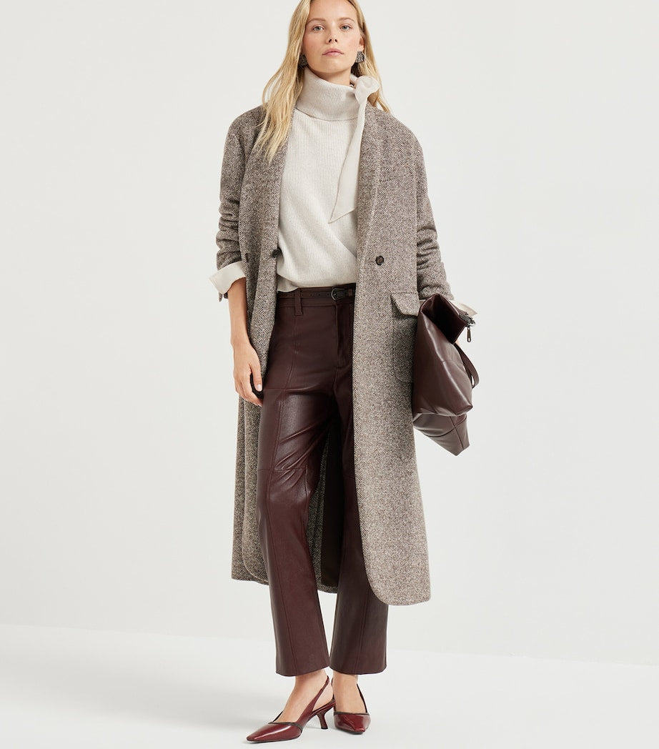 Brunello Cucinelli Brown Virgin Wool-Blend Mélange Coat
