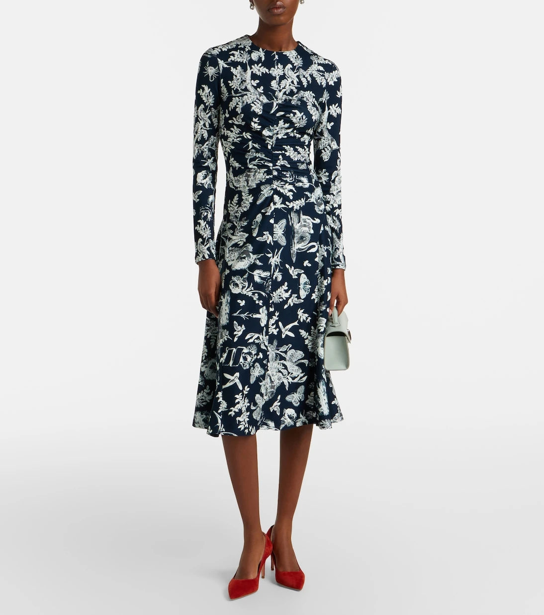 Erdem - Floral ruched midi dress