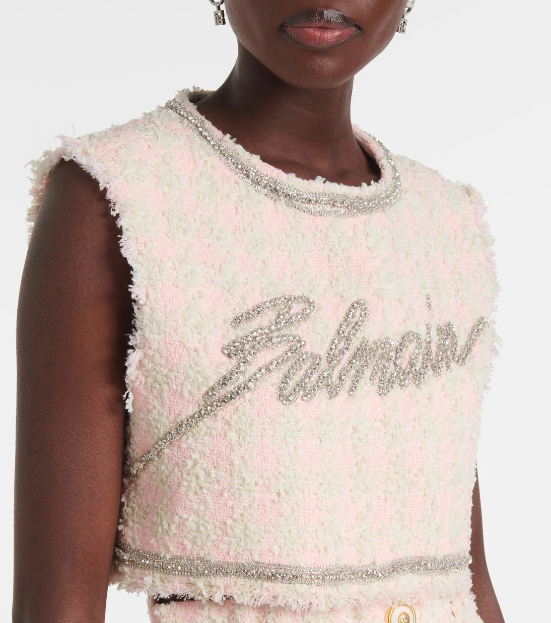 Balmain - Logo işlemeli buklet kısa üst