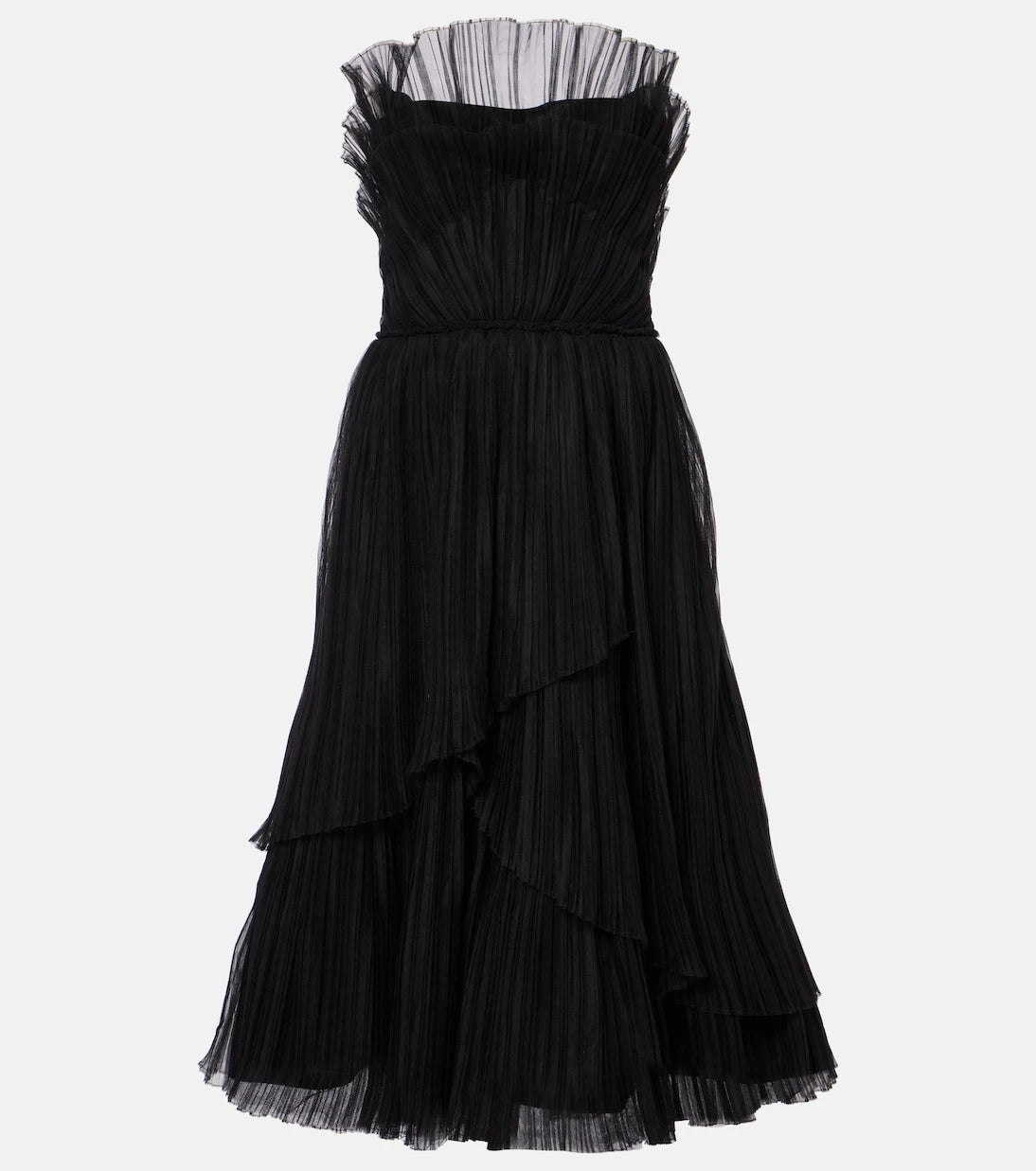 Costarellos - Dorea plissé tiered cocktail dress