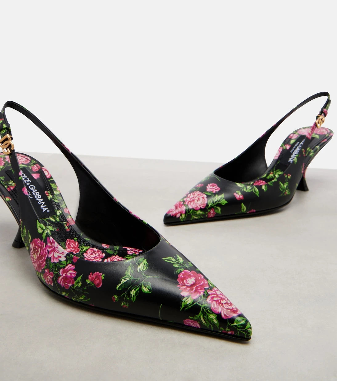 Dolce&Gabbana - Lollo 60 floral leather slingback pumps