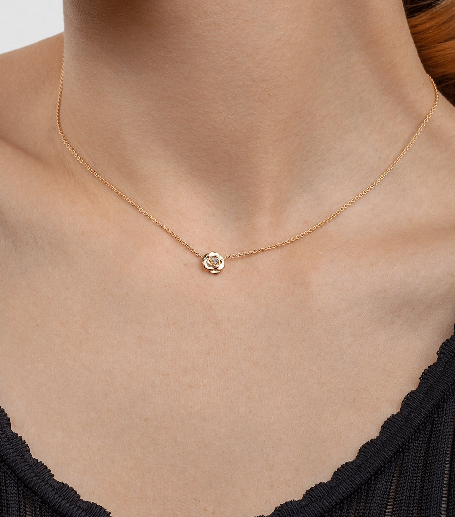 Piaget Rose Gold and Diamond Rose Pendant Necklace