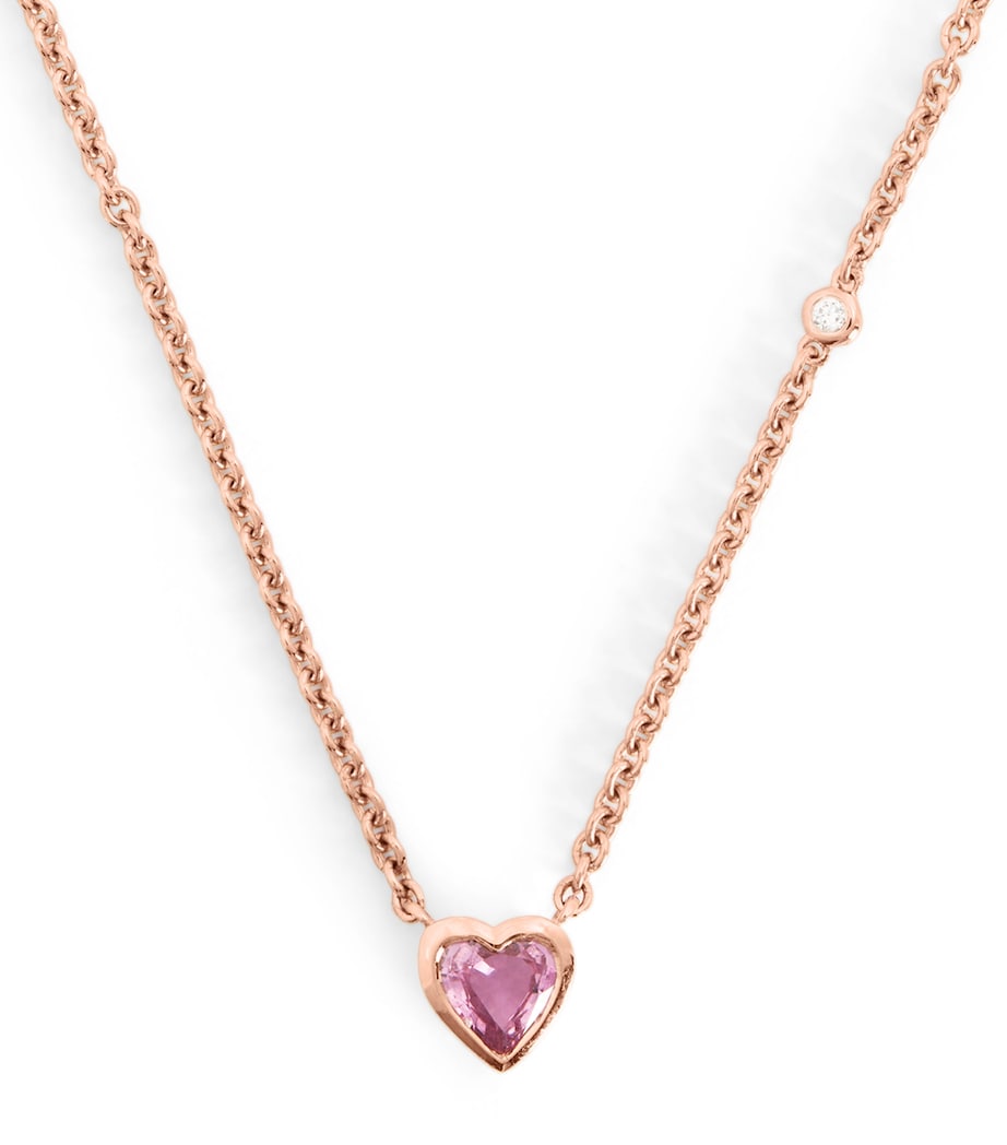 Rose Gold, Sapphire and Diamond Heart Necklace