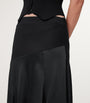 Black Satin Pia Midi Skirt
