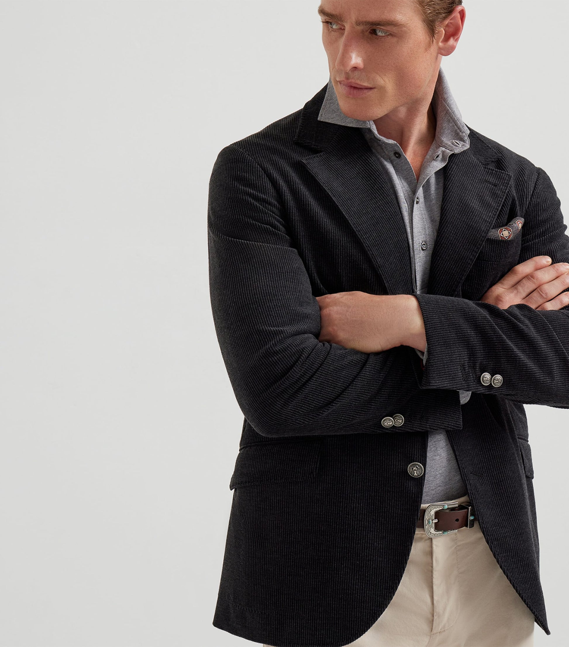 Cotton Long-Sleeve Polo Shirt