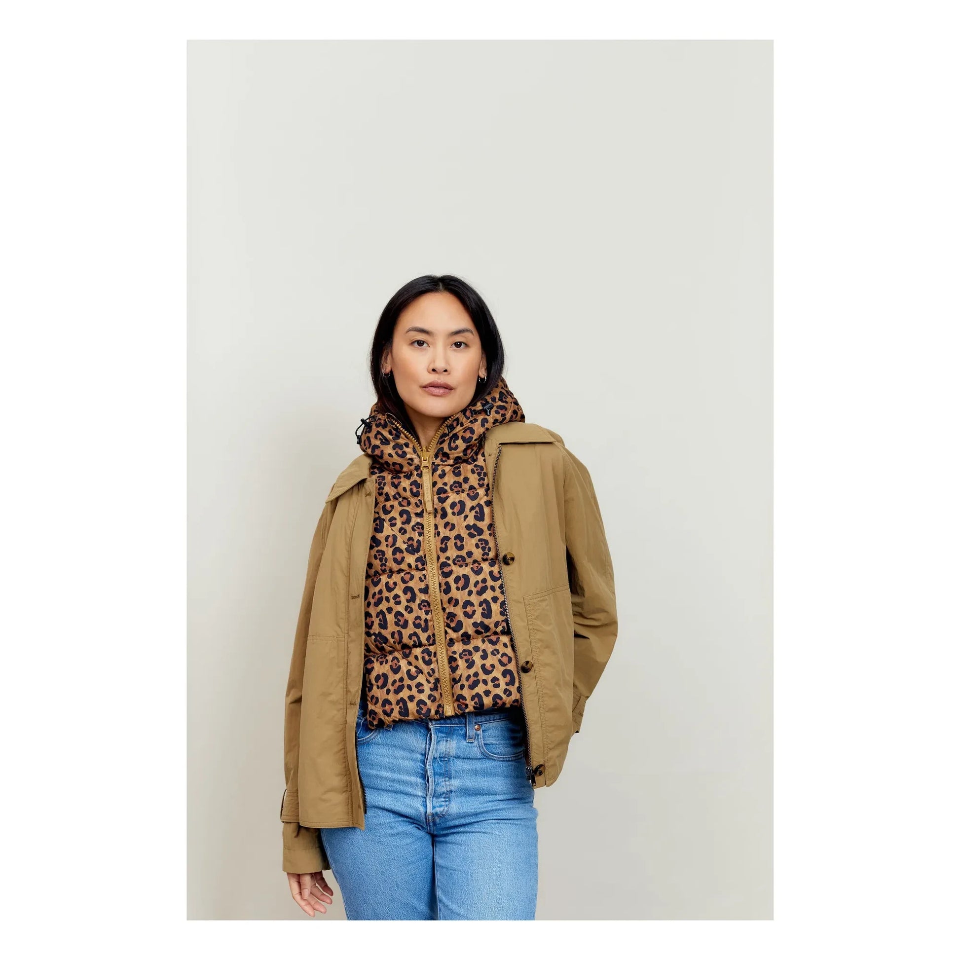 Fudoon - Leopard Reversible Doudoune Hoodie | Camel