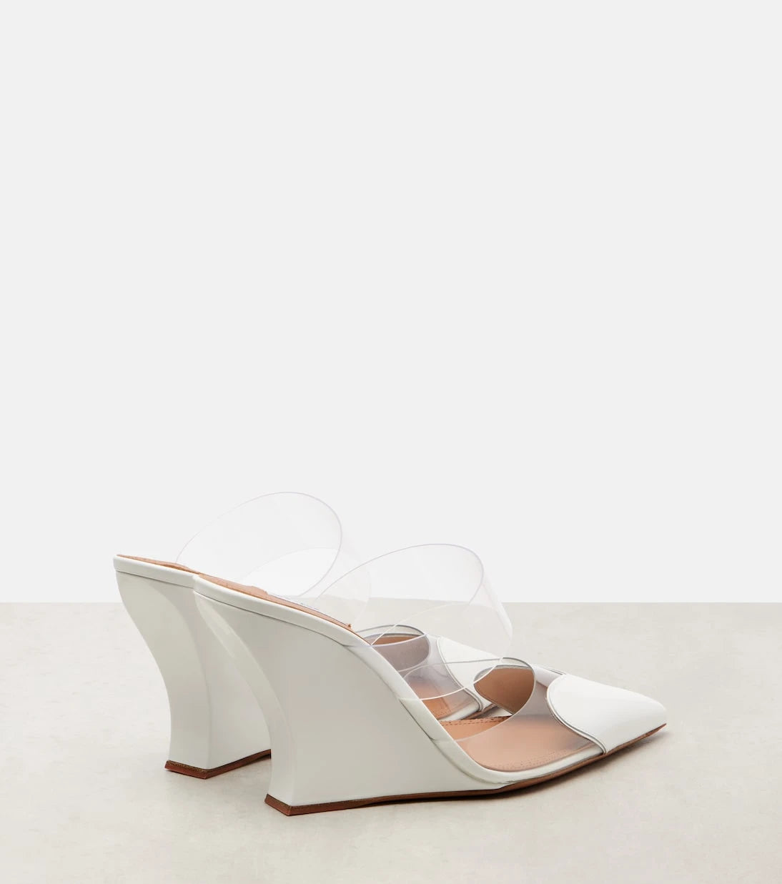 Alaïa - Le Cœur 90 leather and PU wedge mules