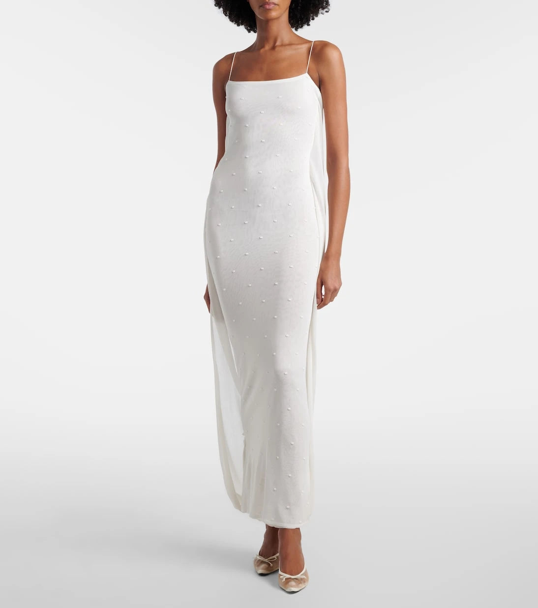 Jacquemus - Plumetis polka-dot jersey slip dress