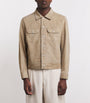Beige Suede Trucker Shirt Jacket