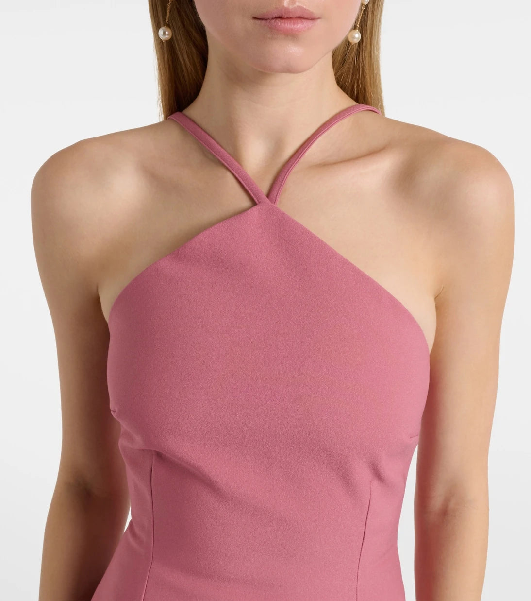 Solace London - Florie satin-trimmed halterneck gown