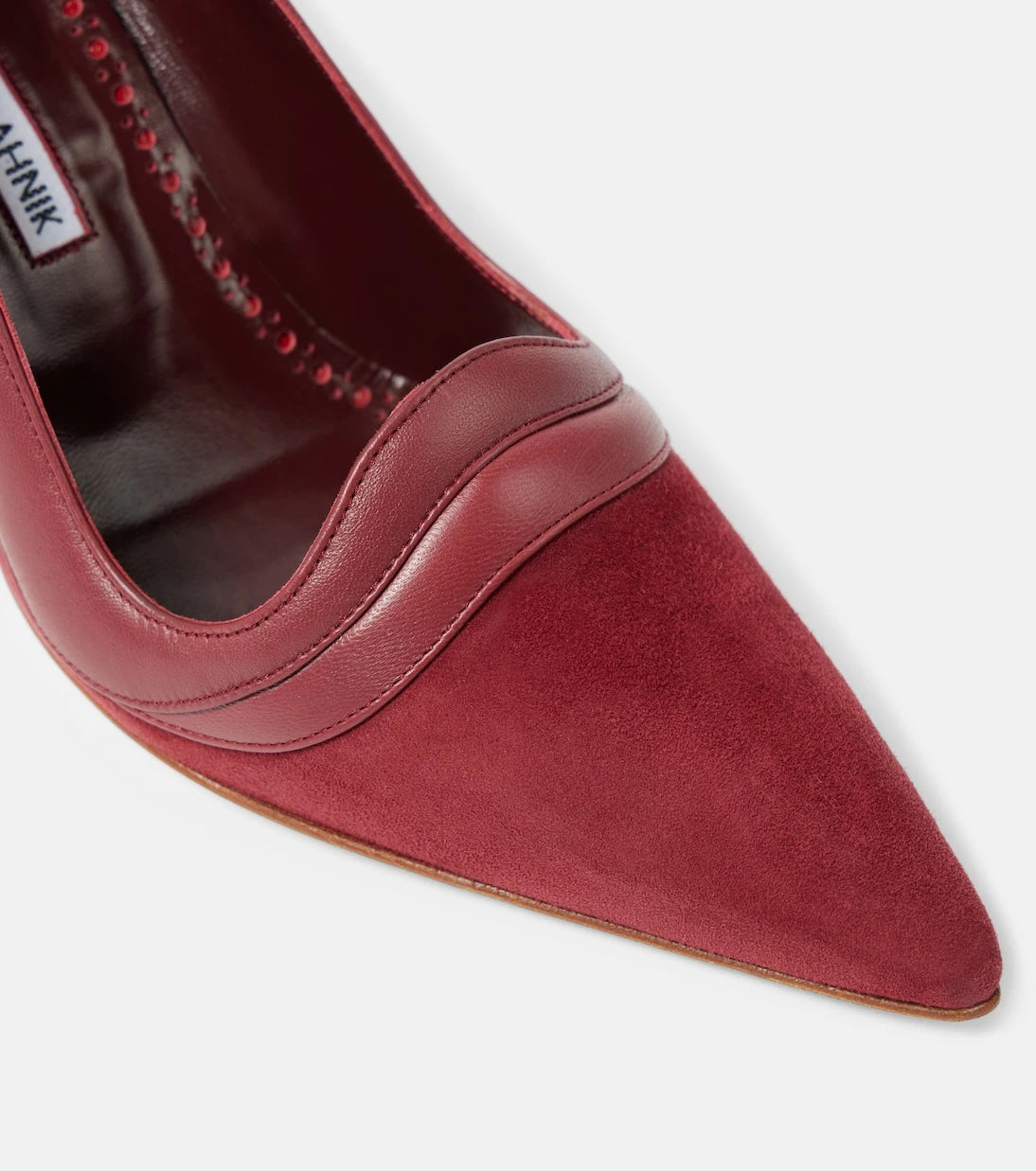 Manolo Blahnik - Ajarafa 70 suede and leather pumps