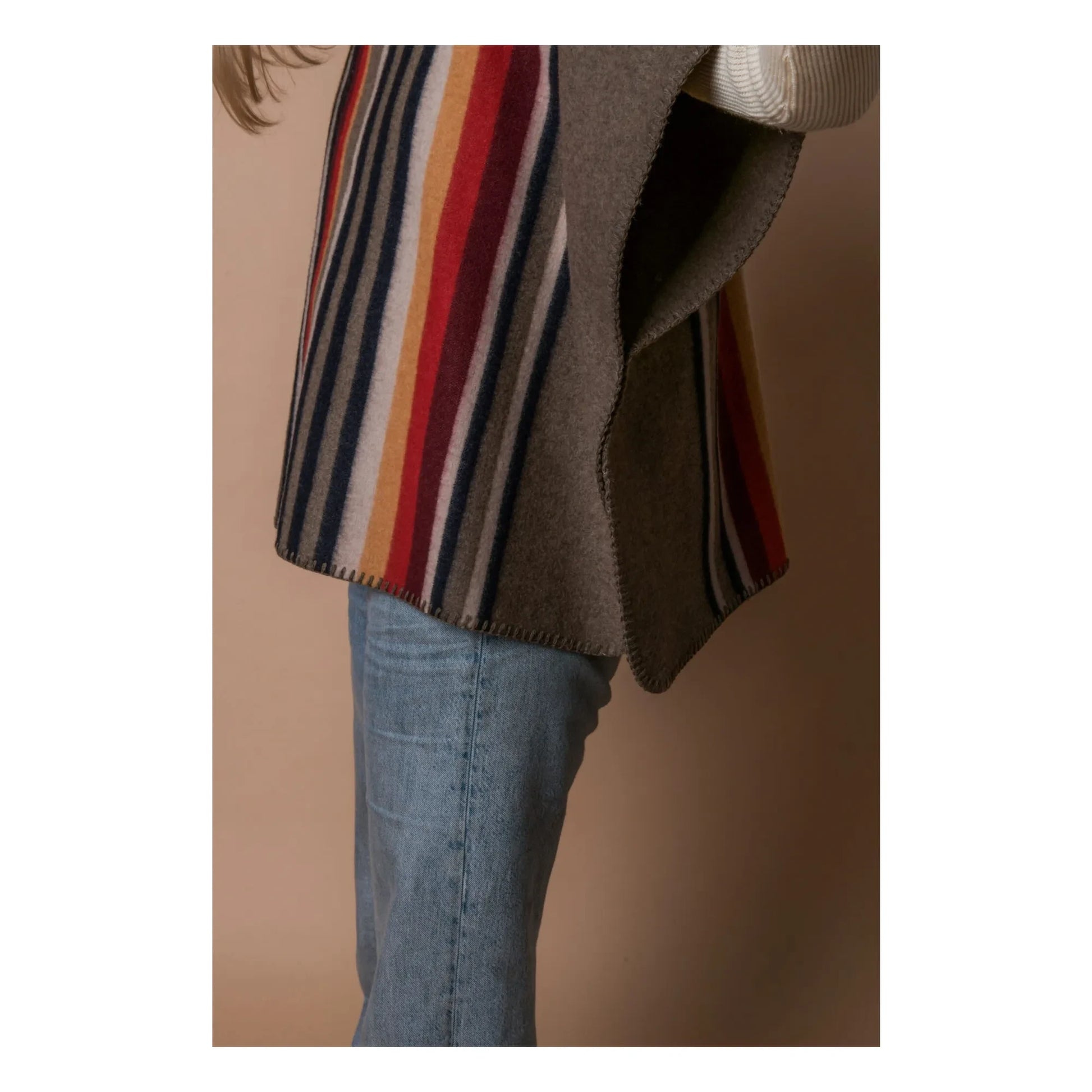 La Méricaine - Apache Long Poncho Recycled Wool | Grey