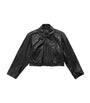 Balenciaga Black Cropped Leather Jacket