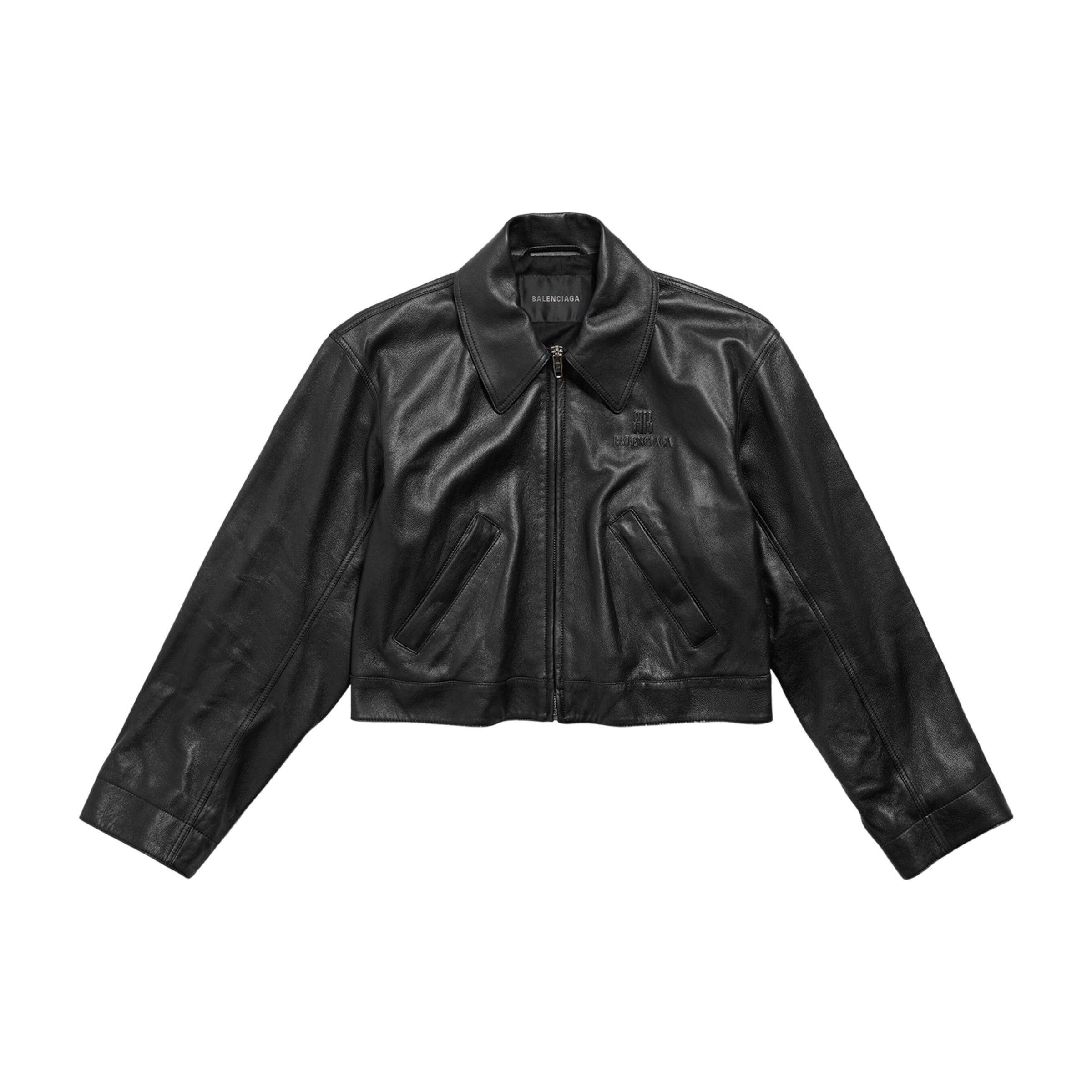 Balenciaga Black Cropped Leather Jacket