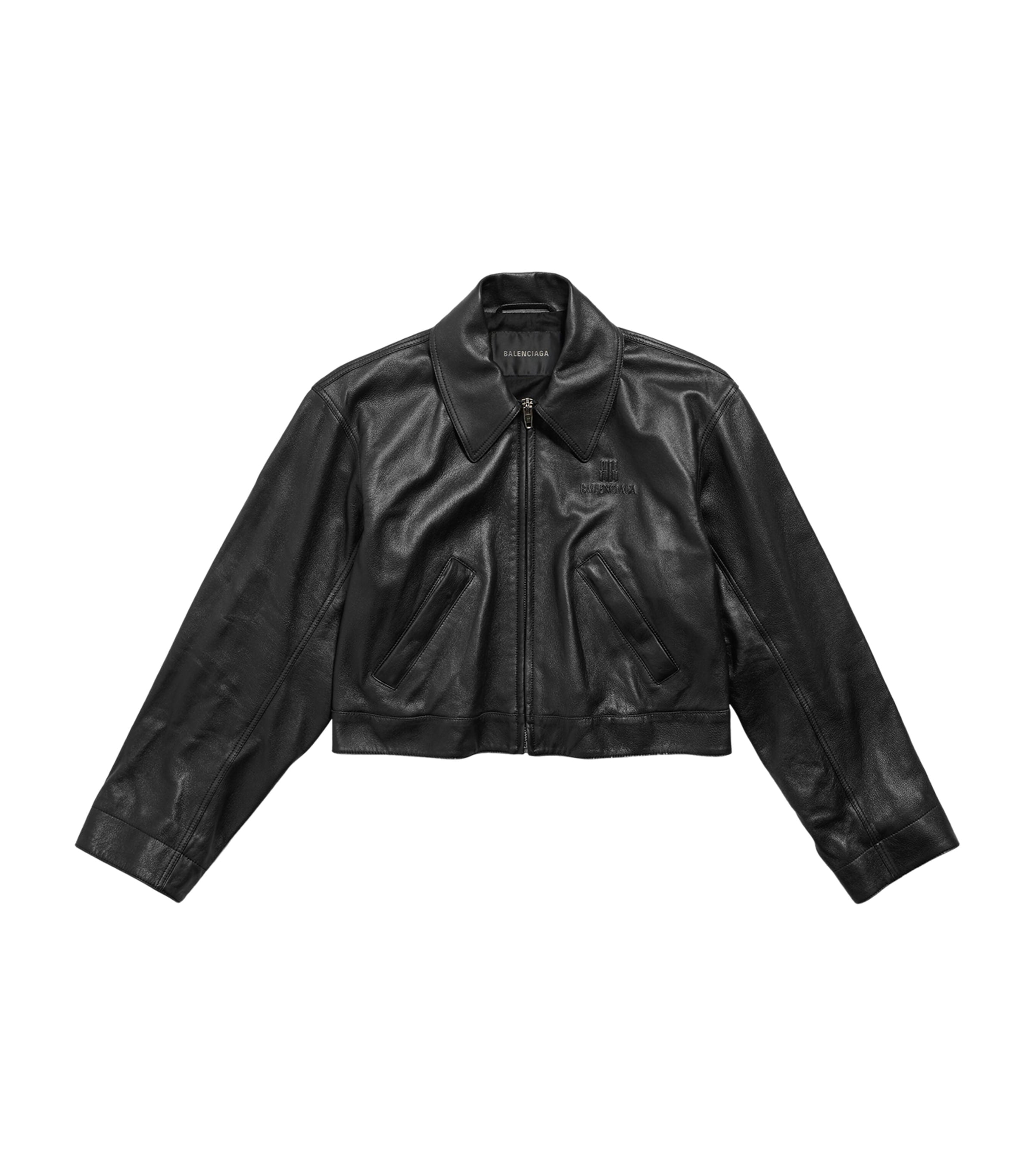 Balenciaga Black Cropped Leather Jacket