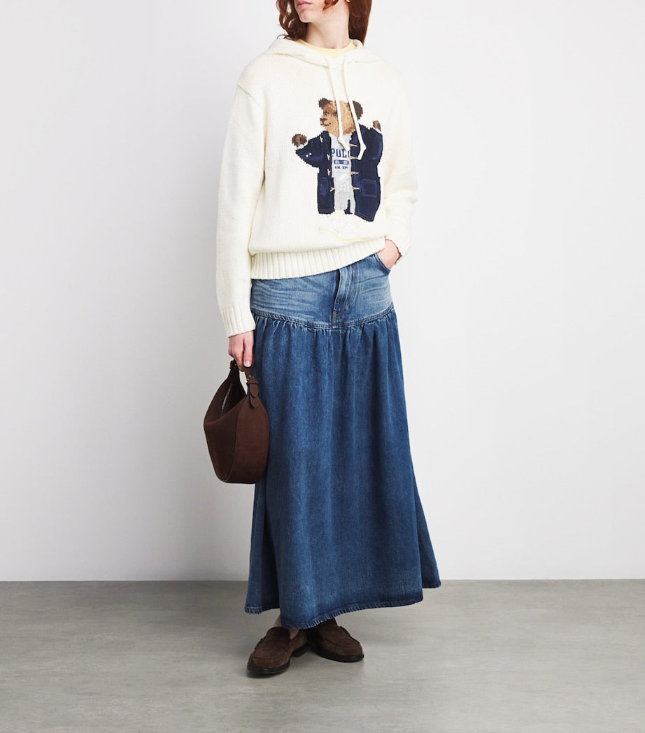 Ivory Cotton-Linen Polo Bear Hoodie