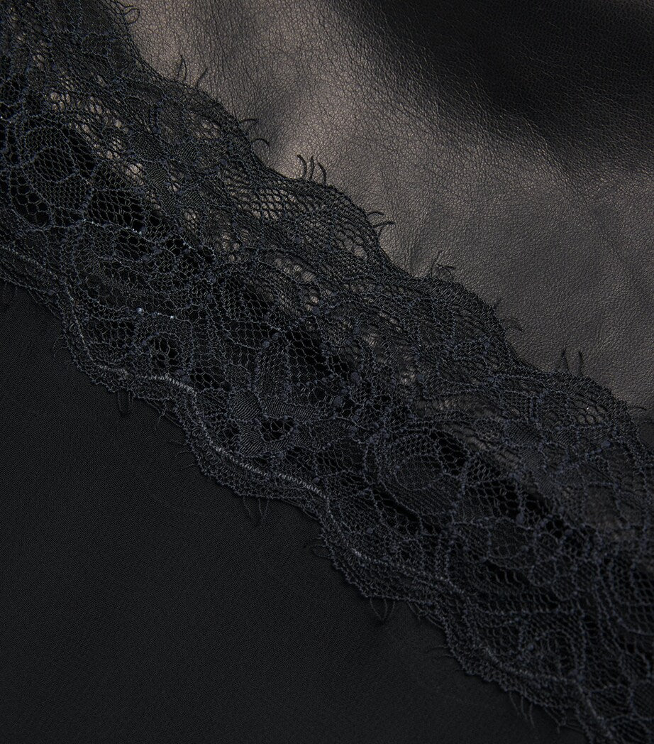 Nensi Dojaka Black Leather Hybrid Wide-Leg Trousers