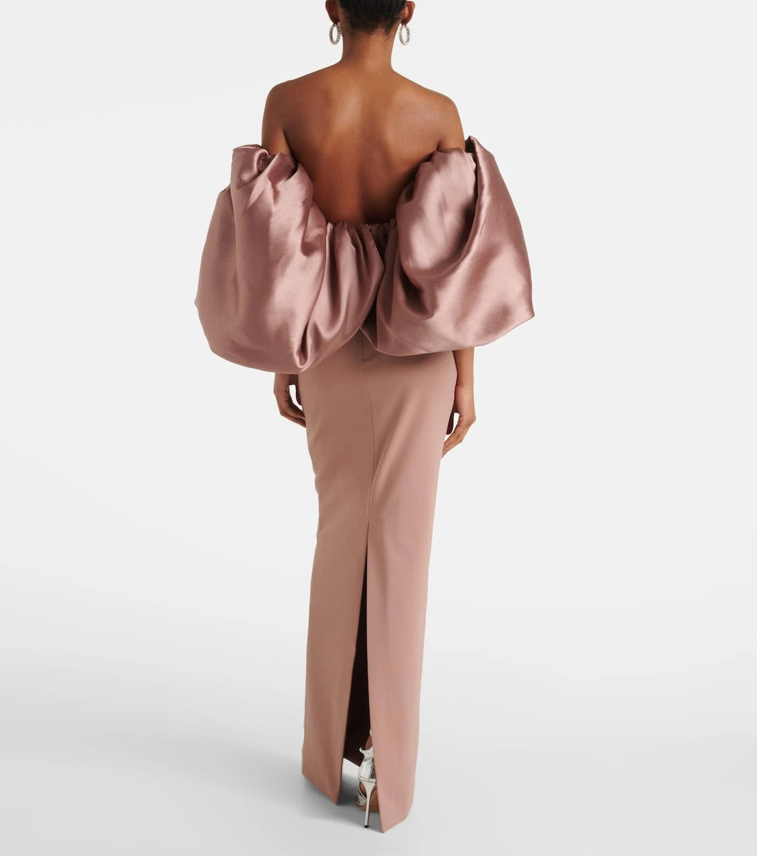 Solace London - Floris satin-trimmed off-shoulder gown