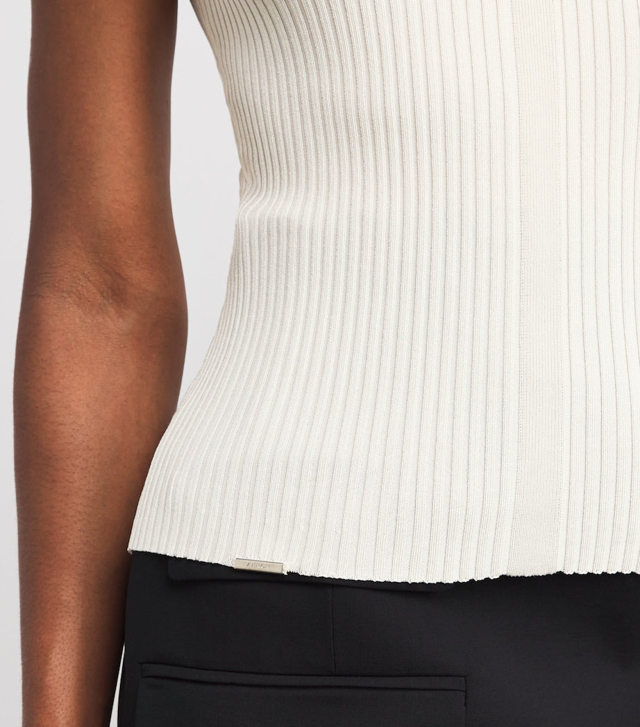 Aeron Beige Sleeveless Rib-Knit June Top