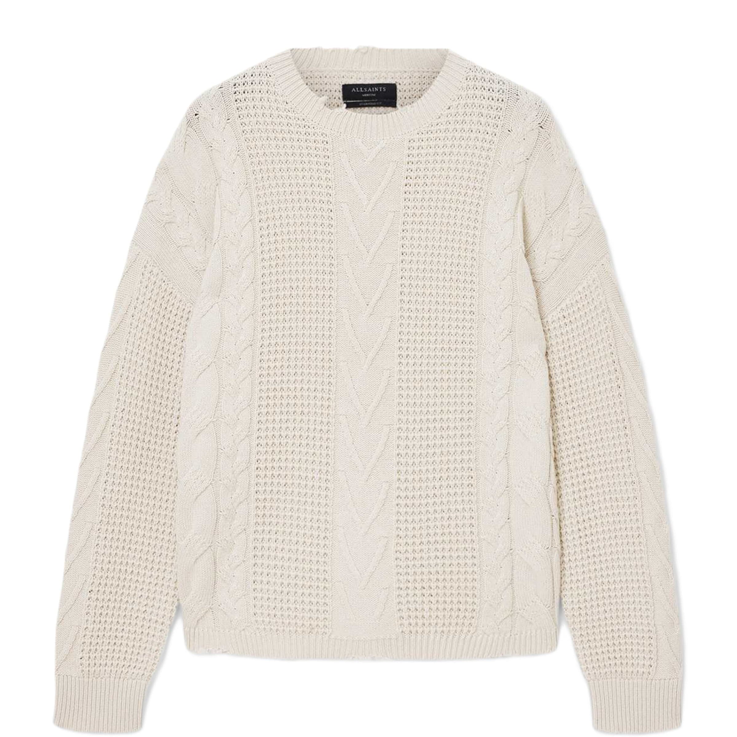 White Wool-Organic Cotton Tenter Sweater