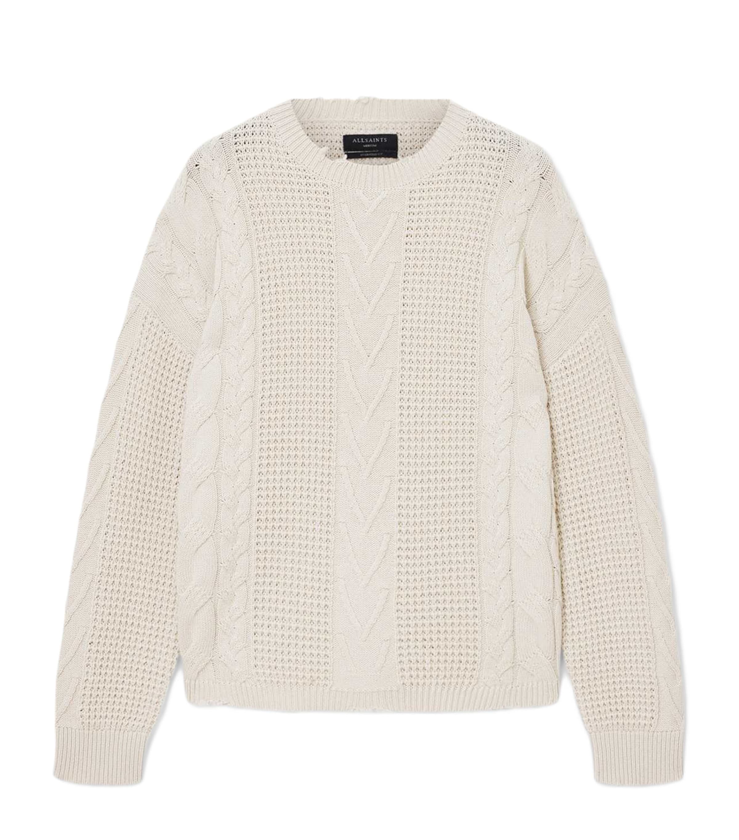 White Wool-Organic Cotton Tenter Sweater