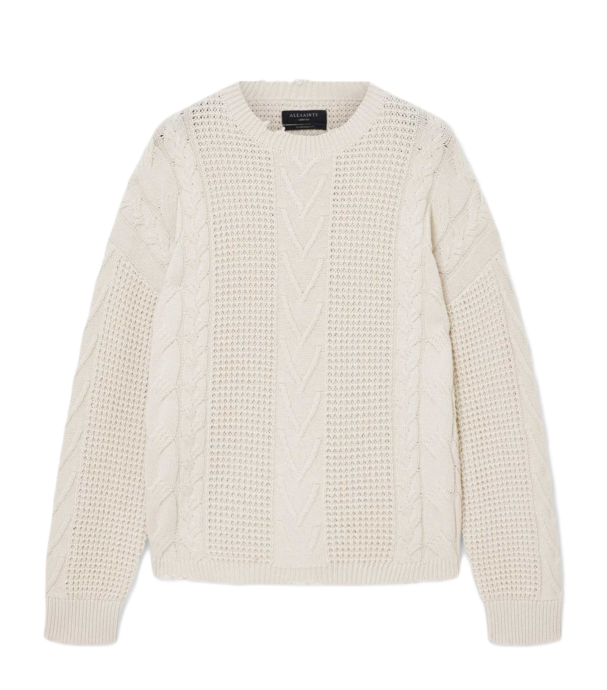 White Wool-Organic Cotton Tenter Sweater