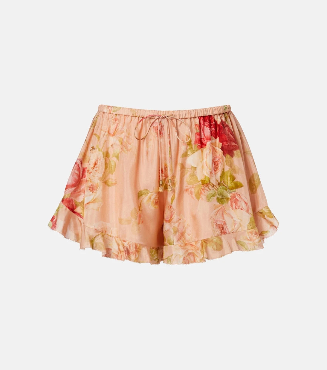Zimmermann - Roselight floral ruffled silk shorts