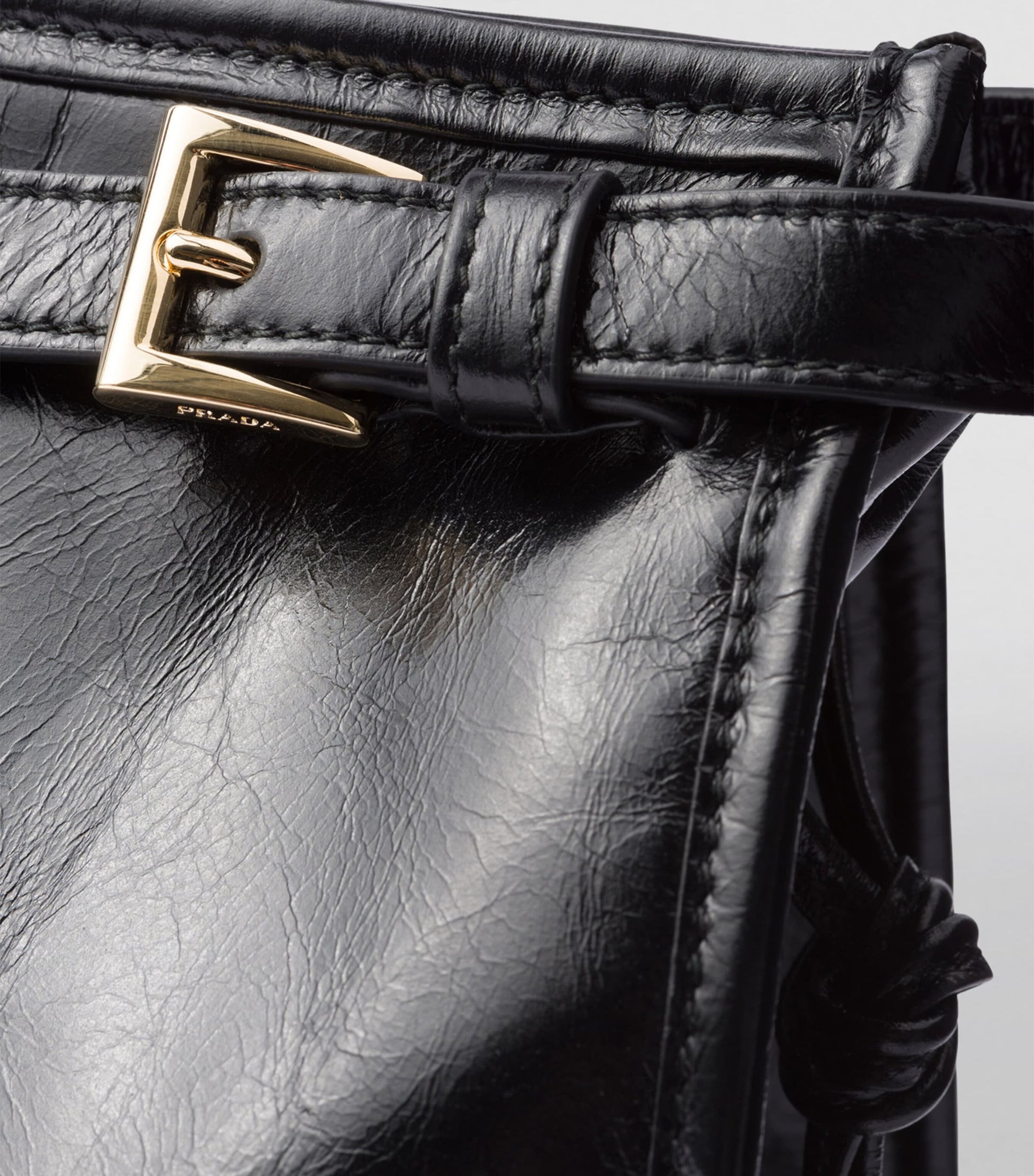 Prada Black Large Leather Bonnie Top-Handle Bag