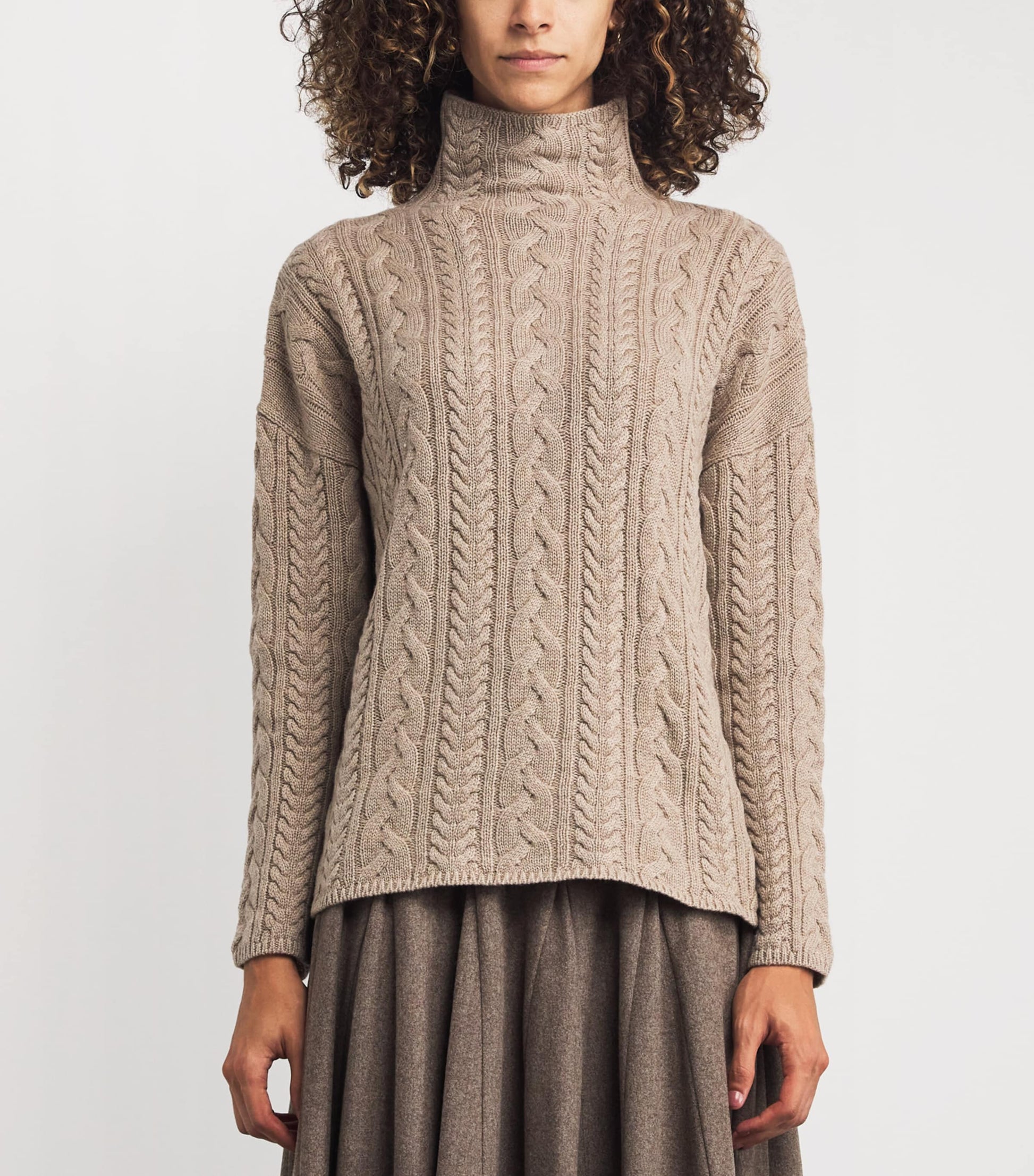 Max Mara Beige Wool-Cashmere Rollneck Sweater