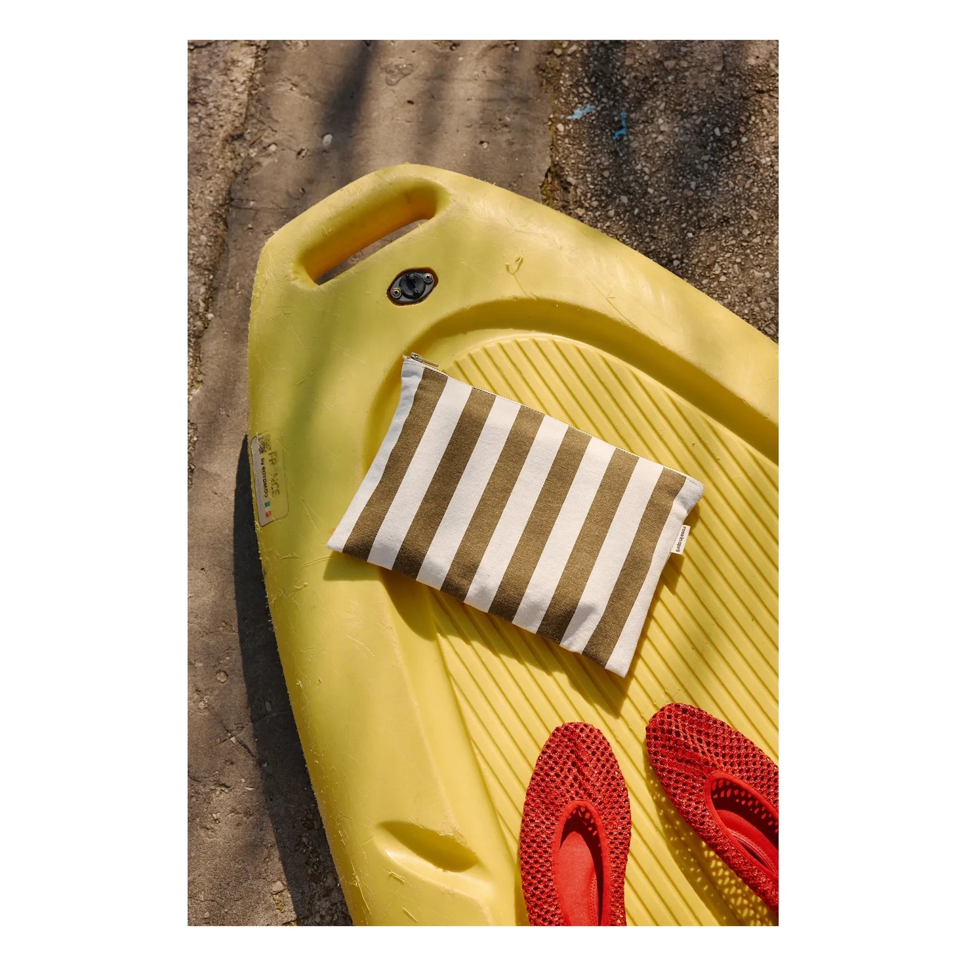 Rose in April - Lili striped clutch bag | Olive