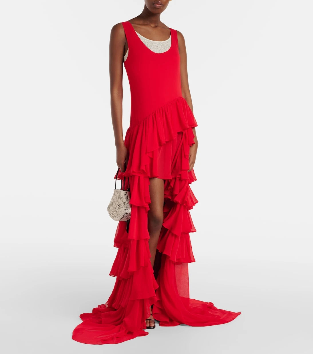 Xu Zhi - Tiered asymmetric maxi dress