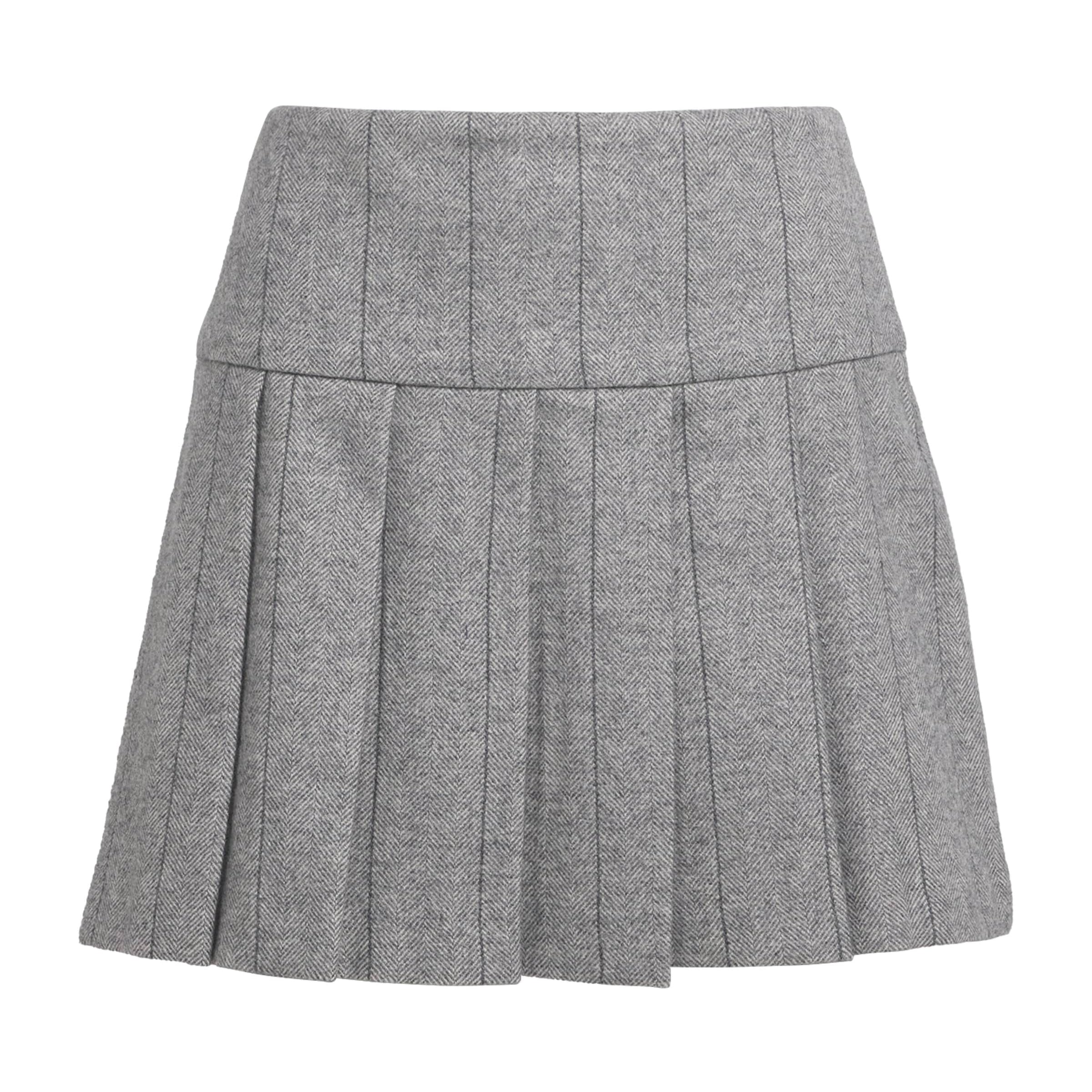 MAX&Co. Grey Wool-Blend Pleated Mini Skirt