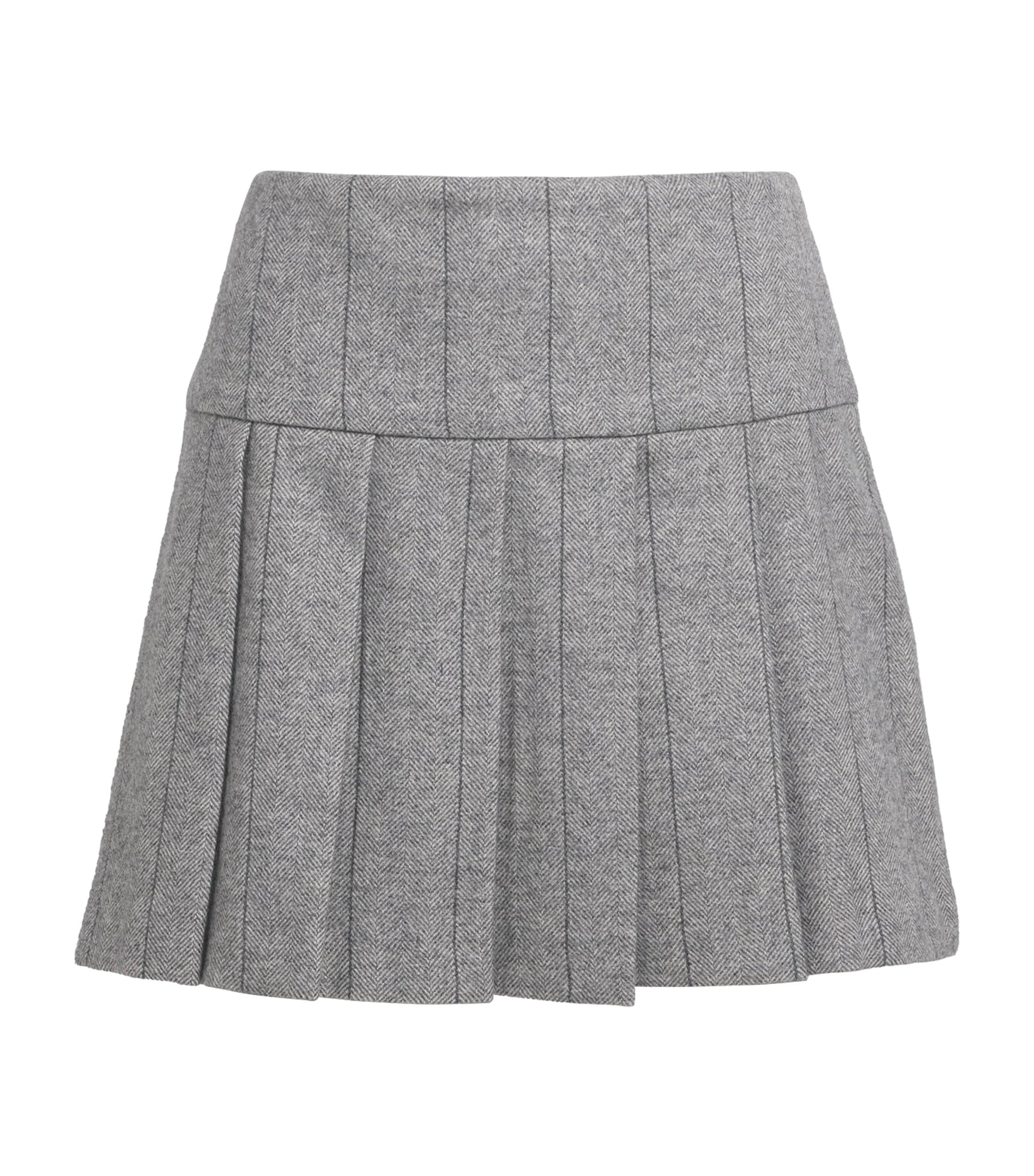 MAX&Co. Grey Wool-Blend Pleated Mini Skirt