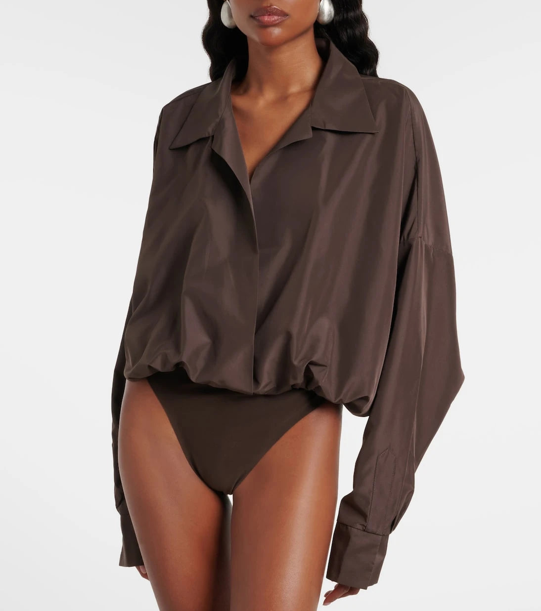Norma Kamali - Oversized satin bodysuit