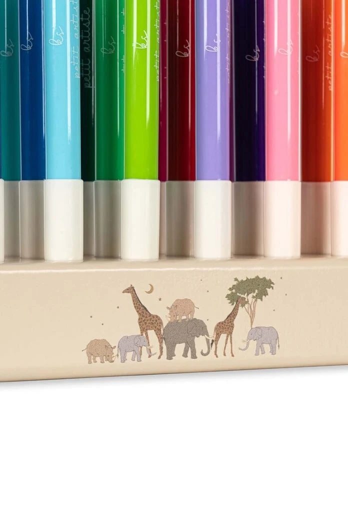 Konges Sløjd MARKERS IN WOODEN BLOCK 24 PCS FSC 24 adet keçeli kalem seti
