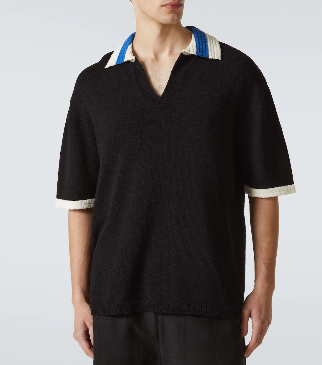 Commas - Crochet cotton-blend polo shirt