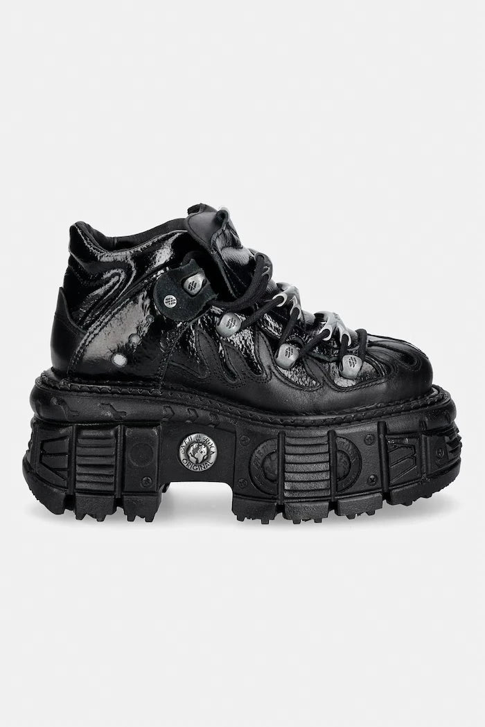 New Rock ITALI NEGRO, CHAROL, TANK NEGRO kadın deri spor ayakkabı