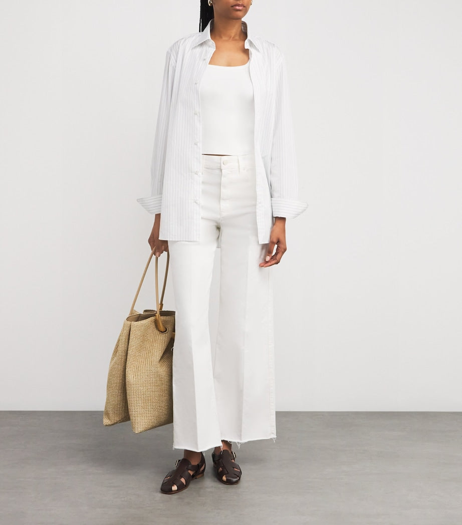 PAIGE White Anessa High-Rise Wide-Leg Jeans