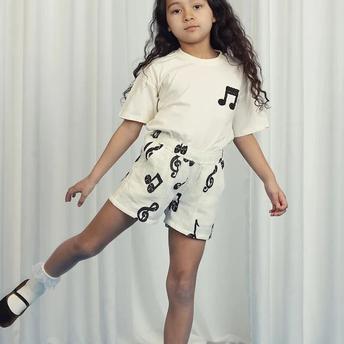 Mini Rodini Noteli Çocuk Pamuklu Kısa Pantolon