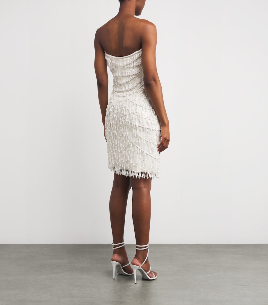 Pamella Roland Ivory Beaded Strapless Mini Dress